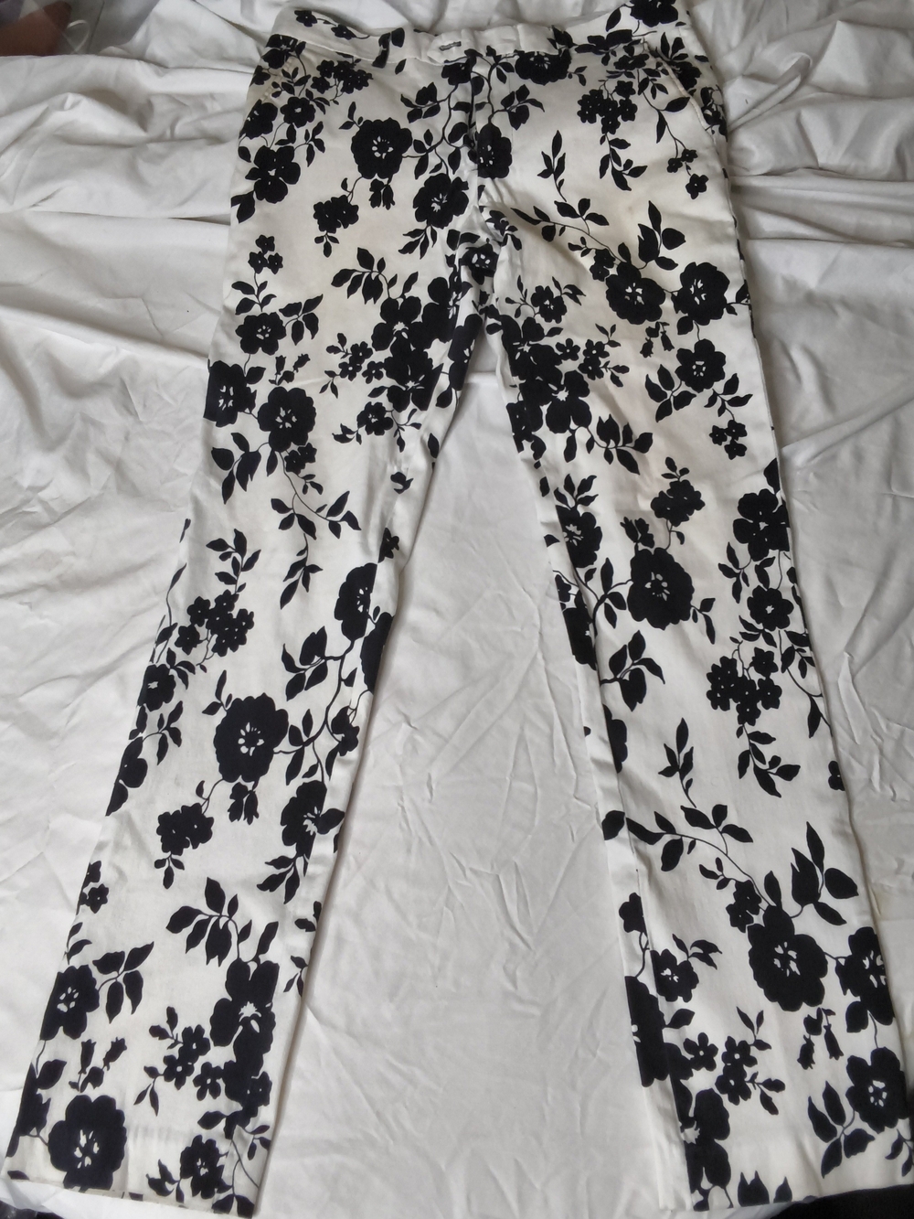 Men's Black & White Floral Dress Pants